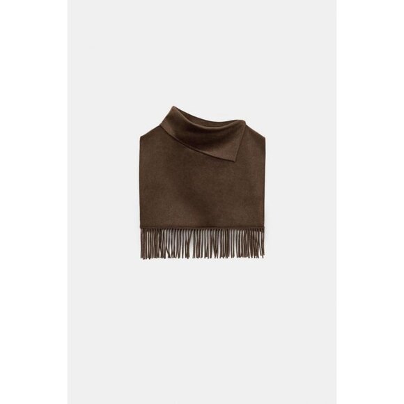 ZARA SHORT WOOL FRINGED CAPE - Picture 3 of 5
